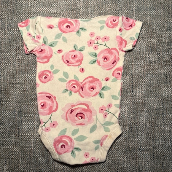 Gerber Pink Floral Onesie,Mint Green Garanimal Tshirt & Chic pea sleeper 0-3 M - Picture 3 of 8